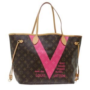 LOUIS VUITTON Monogram V Line Neverfull MM Tote Bag Pink M41602